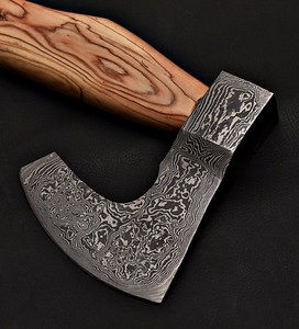 Hand Forged Damascus Steel Hatchet Olive Wood Handle Beautiful Pattern Blade Firewood Splitting Outdoor Camping Daily Use <b>Axe</b> - Product Image 5