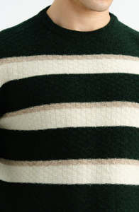 Pull en maille côtelée ample personnalisé de haute qualité pour homme, col rond, design vert crème confortable, fabriqué au Pakistan, OEM ODM - Product Image 2