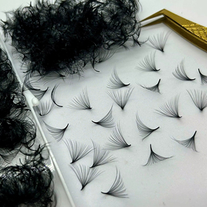 ขนตาปลอมแบบพัดสำเร็จรูป 20D 0.03 เมกะวอลลุ่ม ทำจากเส้นใยสังเคราะห์ สีดำด้าน ฐานเรียวบาง สำหรับต่อขนตา ขายส่ง รับผลิตแบรนด์ส่วนตัว - Product Image 1