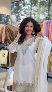 Costume Salwar FANDY traditionnel indien pakistanais pour femmes, brodé, longueur au sol, coupe ample, vêtements décontractés pour toutes les saisons - Product Image 5