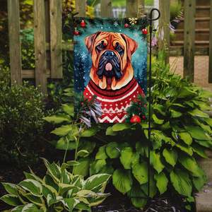 Dogue de Bordeaux Drapeau de jardin de Noël Boîte aux lettres multicolore Bannière décorative de cour pour patio Oeuvre d'art Lits de fleurs Panneaux de pelouse - Product Image 2