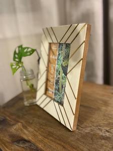Luxury Handmade Bone Inlay Photo <b>Frame</b> Geometric <b>Gold</b> Line Bone Mosaic Picture <b>Frame</b> Decorative Tabletop Display <b>Frame</b> Custom - Product Image 6