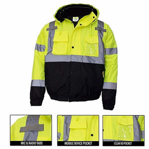Lightweight Waterproof Reflective Workwear Gear Hi Vis Reflective Fluorescent Neon Yellow Safety <b>Jacket</b> <b>Worker</b> Uniform Supplier - Product Image 2