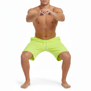 Men Cotton Fleece Knee Length Shorts Lightweight Relaxed Fit <b>Elastic</b> Waist Comfortable Summer Wear Solid Colour Short Pants - Product Image 4