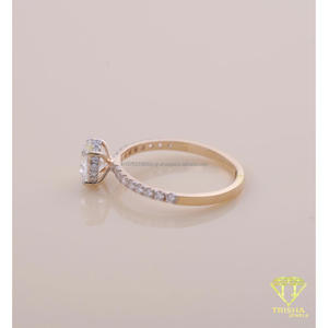 Moissanite Diamond Round <b>Solitaire</b> Engagement <b>Ring</b> With Hidden Halo Pave Band White Gold Bridal Wedding <b>Ring</b> Gift - Product Image 5