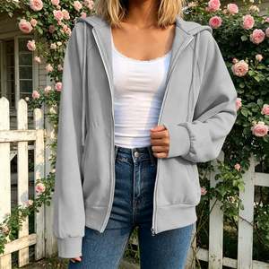 Wholesale Custom Women's <b>Zip</b> Up Hoodies Full <b>Zip</b> <b>Hooded</b> Sweatshirt Long Sleeve Casual Streetwear Private Label Clothing - Product Image 6