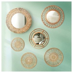 Handwoven Rattan Round Sunburst Wall <b>Mirror</b> Natural Open Weave Frame Decorative Home Decor Wholesale Bulk Eco Friendly Supplier - Product Image 6
