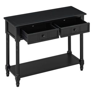 Traditional Design <b>Console</b> Table with Two Drawers and Bottom Shelf in <b>Black</b>-Self Pick up Not Supported - Product Image 5