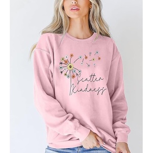 Wholesale Price Luxury Long Sleeve Neck Shoulder Slope Printed Comfortable Casual Women's Cotton Sweatshirt Winter Custom Print - Product Image 3