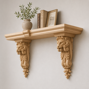 Ménsula de Pared de Madera Maciza con Talla Detallada de León Soporte de Alta Resistencia para Molduras Rústicas y Clásicas con Patrón de León - Product Image 5