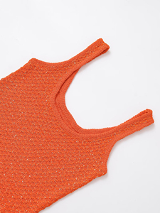 Womens Glitter Knit Tank <b>Top</b> Scoop Neck Sleeveless Crop <b>Top</b> Custom Sparkle Shimmer Summer Clubwear Vest Blouse - Product Image 6