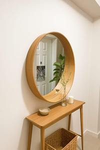 Miroir mural ovale en bois élégant et décoratif pour chambre et coiffeuse – Accessoire de miroir suspendu en gros - Product Image 2