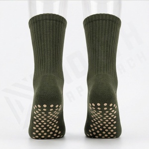 Crew <b>Socks</b> Solid Olive Green Knitted Breathable Casual Adult Regular Fit Standard <b>Thickness</b> - Product Image 2