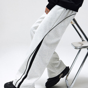 Pantalon de survêtement unisexe personnalisé à jambe large, imprimé ou uni, en molleton de coton léger, coupe oversize, style streetwear Y2K décontracté avec cordon de serrage - Product Image 5