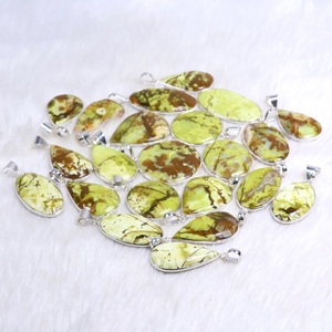 Top Quality Solid 925 Sterling Silver plated Natural Green <b>Opal</b> Gemstone Multi Shape Pendant <b>Necklace</b> For Wholesale Jewelry - Product Image 2