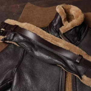 Veste bomber en cuir véritable B3 pour homme, imperméable, respirante, écologique, marron, style aviateur, vintage, RAF, Seconde Guerre mondiale - Product Image 3