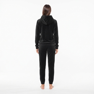 Women's Velvet Hoodie Pants Set Full Sleeve Casual Wear Winter Wear Black Color Two Piece <b>Track</b> <b>Suit</b> With Pocket - Product Image 6