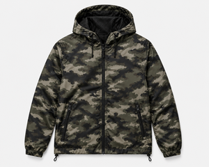 Custom <b>Camo</b> Windbreaker <b>Jacket</b> Waterproof Hooded Outdoor <b>Jacket</b> Full Zip Lightweight Printed Camouflage Sportswear - Product Image 4