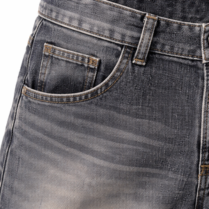 Shorts en jean gris foncé délavé pour homme, style streetwear, production OEM personnalisée, coupe ample, longueur genou, broderie 3D, mode décontractée adulte - Product Image 5