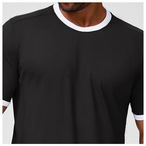 Mens Athletic Performance <b>Ringer</b> <b>T</b> <b>Shirt</b> Moisture Wicking Gym Training Tee Lightweight Sports Fitness Top Black - Product Image 5
