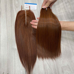 Oferta Especial: Cabello Liso Natural Color Borgoña, Doble Trama, Calidad Vietnamita, Cabello Humano - Product Image 5