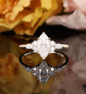 Marquise Cut Moissanite 925 Sterling <b>Silver</b> Luxury Engagement Dainty <b>Solitaire</b> Promise <b>Ring</b> Minimalist Wedding & Party Jewelry - Product Image 1