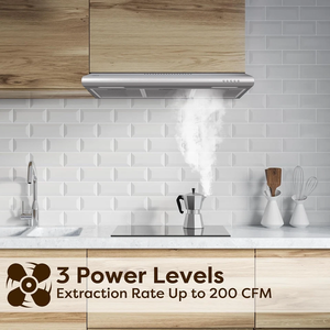 เครื่องดูดควันสเตนเลสแบบไร้สาย 30 ชิ้น พร้อมแผ่นกรองคาร์บอนและพัดลม 3 ระดับความเร็ว - Product Image 5