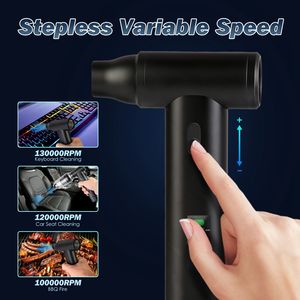 Soffiatore d'Aria Portatile Senza Fili con Batteria da 1WmAh, Aspirapolvere con Motore Brushless da 130000RPM, Velocità Variabile Continua - Product Image 5