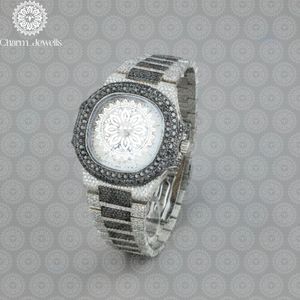 Montre de luxe pour homme Charm Jewells en acier inoxydable, cadran 38 mm, bracelet 20 mm, lunette sertie de diamants, mouvement mécanique analogique, étanche 10 bars - Product Image 2