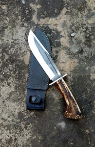 Cuchillo de Hoja Fija de Acero al Carbono de Grado Industrial, Hecho a Mano, de Alta Calidad, con Mango de Cuerno de Ciervo, para Caza, Supervivencia al Aire Libre - Product Image 5