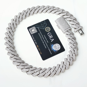 Chaîne cubaine Iced Out en argent 925 avec diamants Moissanite, collier Hip Hop - Product Image 1