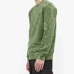 Sudadera de Cuello Redondo con Estampado Tie Dye para Hombre, Corte Regular, Tejida, 100% Algodón, Estilo Casual Otoñal, Color Verde - Product Image 2