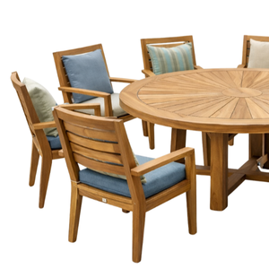 Juego de Mesa y Sillas de Comedor Redondas de Madera de Lujo ARTERRA, Color Personalizado, Cojines para Proyectos de Villas - Product Image 2