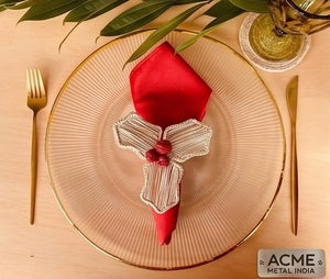 Anillo para servilletas de tela clásico de lujo con forma de hoja y acento de bayas, decoración de mesa, soporte duradero para servilletas para cenas festivas - Product Image 4