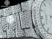 Reloj de Oro con Diamantes Moissanite para Eventos Formales, Excelente Calidad, Personalizado, Completamente Cubierto de Diamantes, 18K, Amarillo, Mecánico, ETA, Unisex, Redondo