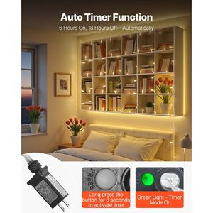 Luci LED natale filo 200 76 ft collegabile caldo bianco fata illuminazione Timer automatico 8 modalità Plug-in decorazione impermeabile - Product Image 5