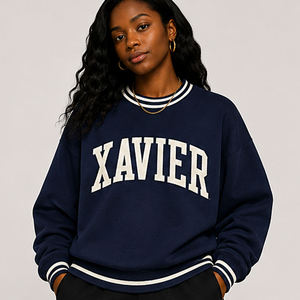 Sweat-shirts universitaires personnalisables pour femmes Wear Source, avec impression floquée, bordure en tricot contrastant, esthétique rétro, pulls à capuche - Product Image 1