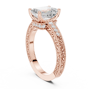 Anillo Solitario Elegante en Oro Rosa con Corte Esmeralda, Joyería de Lujo para Compromiso y Boda, Anillos de Moda Personalizados al por Mayor para Mujer - Product Image 2