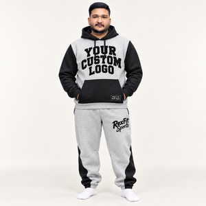 Ensemble sweat-shirt à capuche personnalisé pour homme RexFit Sports, gris noir, vêtements décontractés d'automne, respirant, en tissu French Terry 320 g/m² - Product Image 1