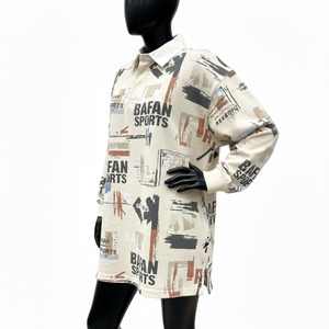 T-shirt de rugby pour femme en coton épais, jersey doux, imprimé abstrait crème, décontracté, avec logo personnalisé, tendance - Product Image 4