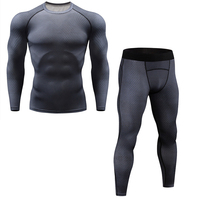 Ensemble de compression pour hommes à sublimation, manches longues, col rond, séchage rapide, respirant, extensible dans quatre directions, sans coutures, taille haute