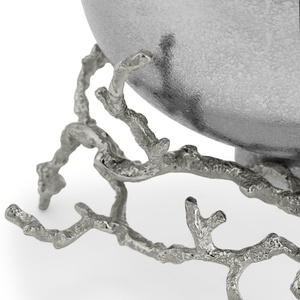 Jarrón de lujo Saleem International 2026 con diseño de granada, color plateado, de metal, con hoja de ginkgo marrón dorado - Product Image 2