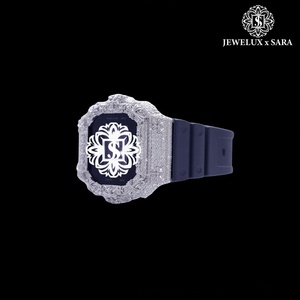 Reloj de Diamantes con Correa de Caucho, Totalmente en Oro Blanco, de la Mejor Calidad, para Eventos, Vida Nocturna y Uso Diario, Disponible para la Venta - Product Image 1
