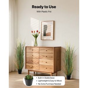 Lot de 2 plantes artificielles en PVC de qualité supérieure de 47 pouces, pot de fleurs en roseau de 47 pouces, plantes vertes artificielles d'intérieur et d'extérieur - Product Image 6