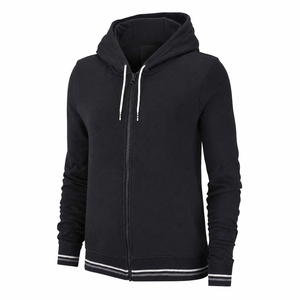 Sudadera con Capucha Personalizada Negra Lisa con Cierre Completo para Hombre y Mujer, Sudadera con Capucha de Felpa de Algodón - Product Image 1