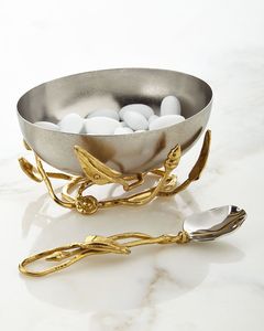 Bol de service en acier inoxydable de luxe avec fleur de lys, décoratif doré, pour fruits et salades, centre de table pour mariage, maison, hôtel - Product Image 5