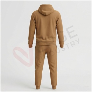 Conjunto Deportivo para Hombre, Color Camel, Manga Larga, con Capucha, Color Sólido, Transpirable, Corte Regular, para Otoño - Product Image 2
