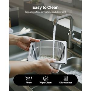Set di 6 Vaschette in Acciaio Inox per Cottura a Vapore (Misura 1/6, Profondità 4 Pollici, Antiaderenti) per Ristoranti e Hotel - Forniture per Catering Riutilizzabili e Antiruggine - Product Image 5