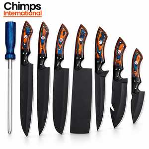 Juego de Cuchillos de Cocina Hechos a Mano de 8 Piezas, Hojas de Acero Inoxidable, Mangos de Madera Pakka, Cuchillos de Chef Ambidiestros, Cuchillo para Deshuesar y Filetear - Product Image 2