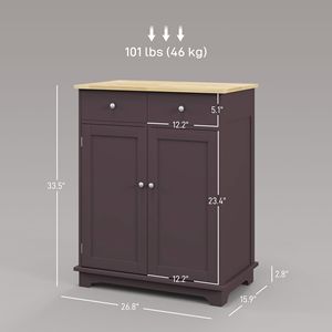 Farmhouse and Dining Versatile <b>Kitchen</b> Storage <b>Sideboard</b> Floor Cupboard with Solid Wood Top Adjustable Shelf and 2 Drawers - Product Image 3